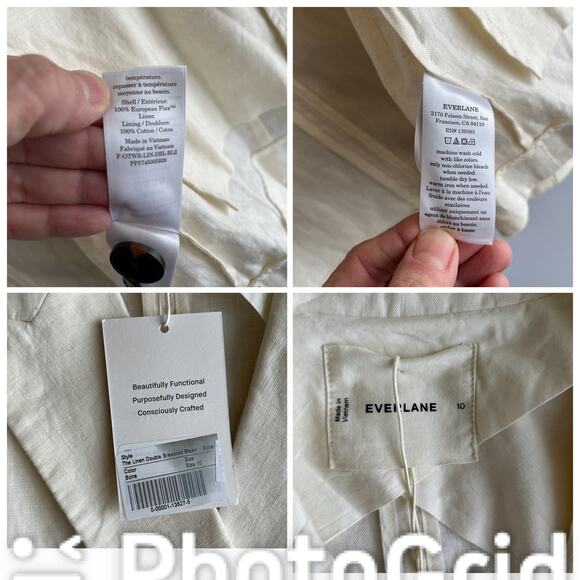 Everlane Linen Double Breasted Blazer Cream Quiet Luxury Elevated Basic Cream 16 - Picture 6 of 8